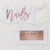 ネイルのエレガントなのどのばら色の金ゴールドのタイポグラフィの大理石 名刺 (正面/裏面)