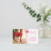 ネイルのサロンのスパのペディキュアの花のピンク 名刺 (スタンド正面)