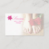 ネイルのサロンのスパのペディキュアの花のピンク 名刺 (裏面)