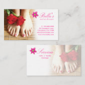 ネイルのサロンのスパのペディキュアの花のピンク 名刺 (正面/裏面)