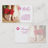 ネイルのサロンのスパのペディキュアの花の紫色 名刺 (正面/裏面)