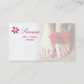 ネイルのサロンのスパのペディキュアの花の紫色 名刺 (裏面)