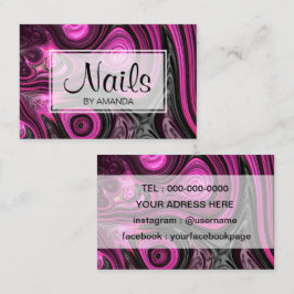 ネイルのネイルアーティストのペディキュアのNailArtの紫色の黒 名刺