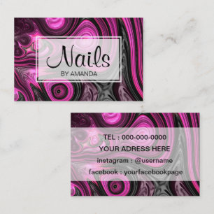 ネイルのネイルアーティストのペディキュアのNailArtの紫色の黒 名刺