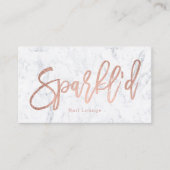 ネイルのロゴのばら色の金ゴールドのタイポグラフィの白の大理石 名刺 (正面)