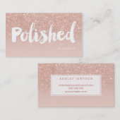 ネイルの芸術のカスタムでモダンなタイポグラフィの赤面のばら色の金ゴールド 名刺 (正面/裏面)