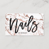 ネイルの芸術家のタイポグラフィのばら色の金ゴールドの白の大理石 名刺 (正面)