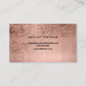 ネイルの芸術家のモダンなタイポグラフィののどのばら色の金ゴールド 名刺 (裏面)