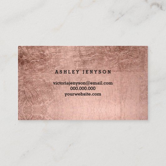 ネイルの芸術家のモダンなタイポグラフィののどのばら色の金ゴールド 名刺 (裏面)