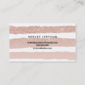 ネイルの芸術家のモダンなタイポグラフィのばら色の金ゴールドは縞で飾ります 名刺 (裏面)