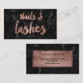 ネイルの鞭ののどのばら色の金ゴールドの原稿の黒の大理石 名刺 (正面/裏面)