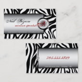 ネイルのTechnnicianの白黒のシマウマの名刺 名刺 (正面/裏面)