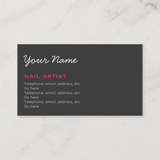 ネイルアーチストおよびネイリストの名刺 名刺 (裏面)