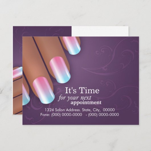 ネイルアーチストのアポイントメントのメモPostcarrd 案内ポストカード (正面/裏面)