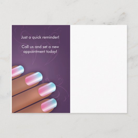 ネイルアーチストのアポイントメントのメモPostcarrd 案内ポストカード (裏面)