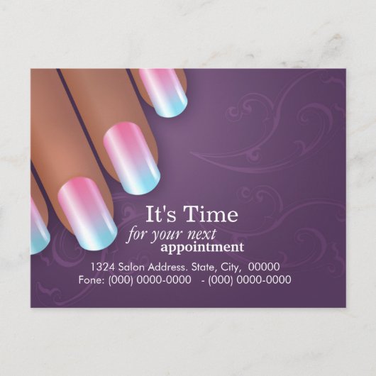 ネイルアーチストのアポイントメントのメモPostcarrd 案内ポストカード (正面)