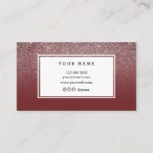 ネイルアーティストのエレガントなバーガンディのグリッターの名刺 名刺 (裏面)