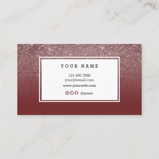 ネイルアーティストのエレガントなバーガンディのグリッターの名刺 名刺 (裏面)
