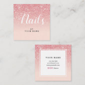 ネイルアーティストのエレガントなピンクの金ゴールドの正方形の名刺 スクエア名刺 (正面/裏面)