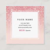 ネイルアーティストのエレガントなピンクの金ゴールドの正方形の名刺 スクエア名刺 (裏面)
