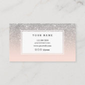 ネイルアーティストのエレガントなピンクの銀製の名刺 名刺 (裏面)