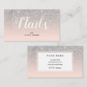 ネイルアーティストのエレガントなピンクの銀製の名刺 名刺 (正面/裏面)