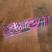 ネイルアーティストのペディキュアのNailArtの紫色のパーソナライズ デスクネームプレート (側面)