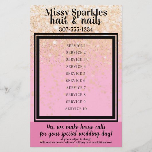 ネイルアーティストのマニキュア・ペディキュアサロン料金表 チラシ (正面)