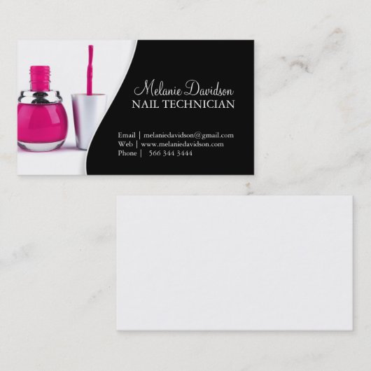 ネイルアーティストの名刺のテンプレート 名刺 (正面/裏面)