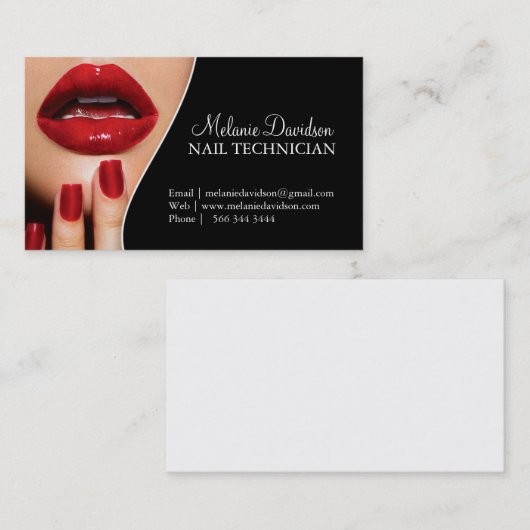 ネイルアーティストの名刺のテンプレート 名刺 (正面/裏面)