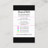 ネイルアーティストの手のロゴロングマニキュアサロン 名刺 (裏面)