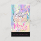 ネイルアーティストの手のロゴロングマニキュアサロン 名刺 (正面)