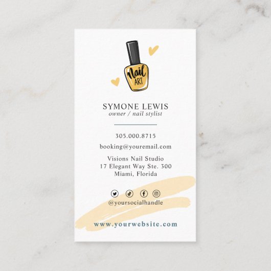 ネイルアーティストまたはスタイリストトレンディーネイルサロン 名刺 (裏面)
