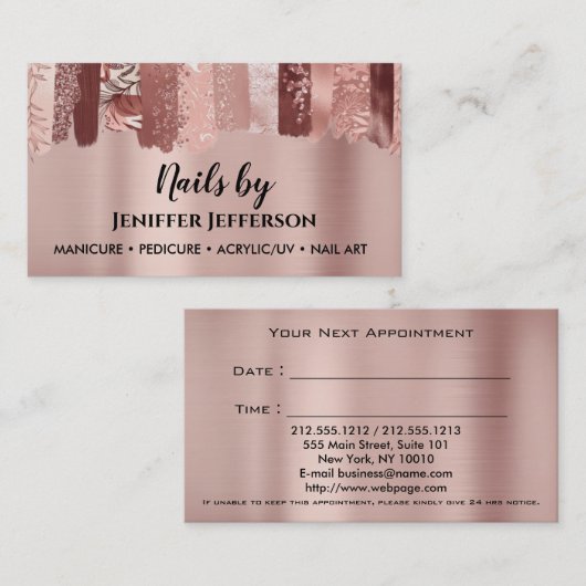ネイルアーティストアポイントメント名刺 予約カード (正面/裏面)