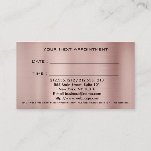 ネイルアーティストアポイントメント名刺 予約カード (裏面)