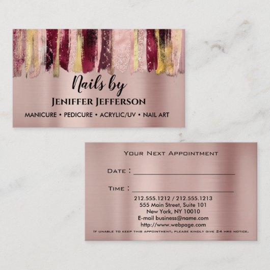 ネイルアーティストアポイントメント名刺 予約カード (正面/裏面)