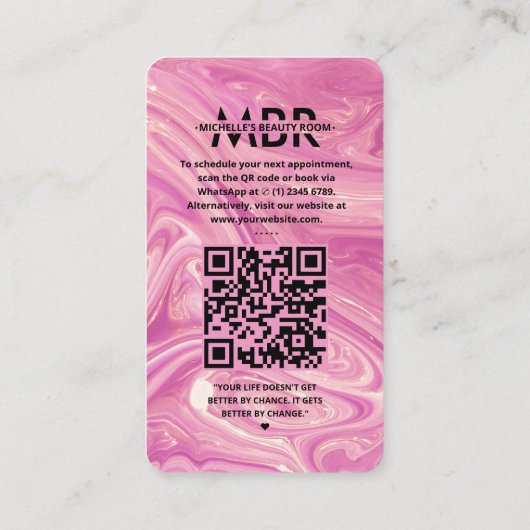 ネイルアーティストインスタグラムピンクマーブルモダン 名刺 (裏面)