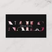 ネイルアーティストエレガントフローラブラックピンクマニキュリスト ロイヤリティカード (正面)