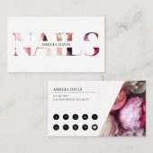 ネイルアーティストエレガントフローラホワイトピンクマニキュリスト ロイヤリティカード (正面/裏面)