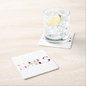 ネイルアーティストエレガントホワモダンイトピンクマニキュリスト スクエアペーパーコースター (インサイチュ)