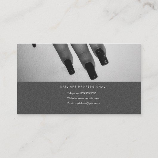 ネイルアーティストグロースクリプトとフォトサロングレー金ゴールド 名刺 (裏面)