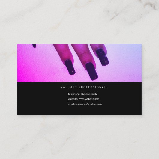 ネイルアーティストグロースクリプトとフォトサロンピンク 名刺 (裏面)