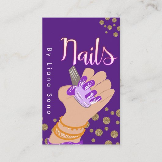 ネイルアーティストグロースクリプト手書きイラストレーション 名刺 (正面)