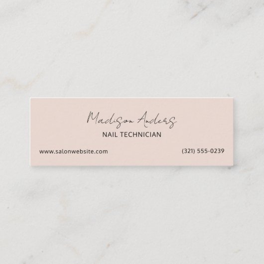 ネイルアーティストサロンピンクタイポグラフィ スキニー名刺 (裏面)