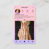 ネイルアーティストサロンピンクパープルインスタグラムモダン 名刺 (正面)