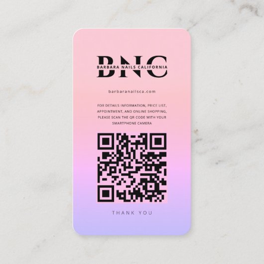 ネイルアーティストサロンピンクパープルインスタグラムモダン 名刺 (裏面)
