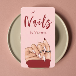 ネイルアーティストサロンピンクQrコードシックな名刺 名刺