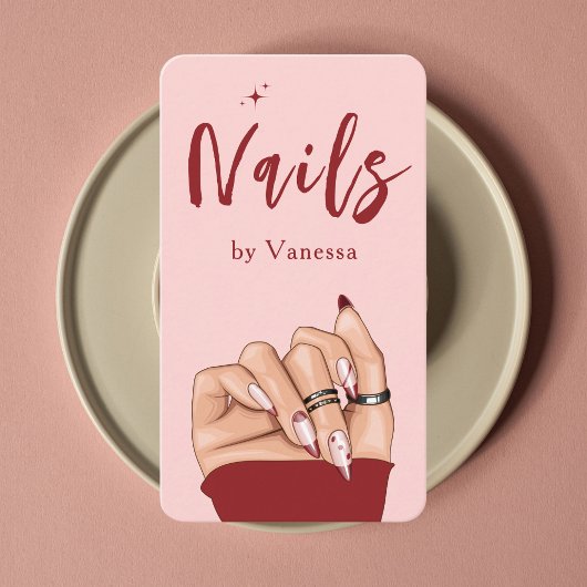 ネイルアーティストサロンピンクQrコードシックな名刺 名刺