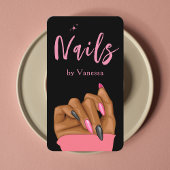 ネイルアーティストサロンQrコードブラックピンクビジネスカード 名刺