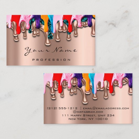 ネイルアーティストスタジオドリップスバラワックスエピレーションメイクアップ 名刺 (正面/裏面)